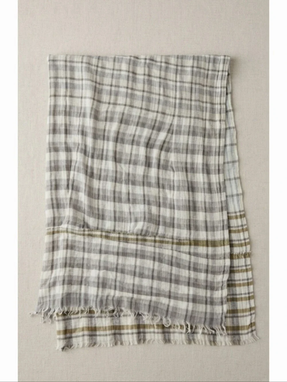 Epice  plaid/checkered stole scarf  Épice Paris.grey Off White One Size